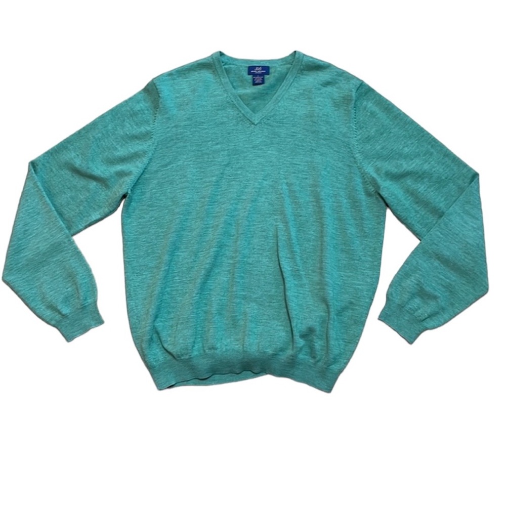 Brooks Brothers 346 Stretch V Neck Sweater Size:L Merino Wool